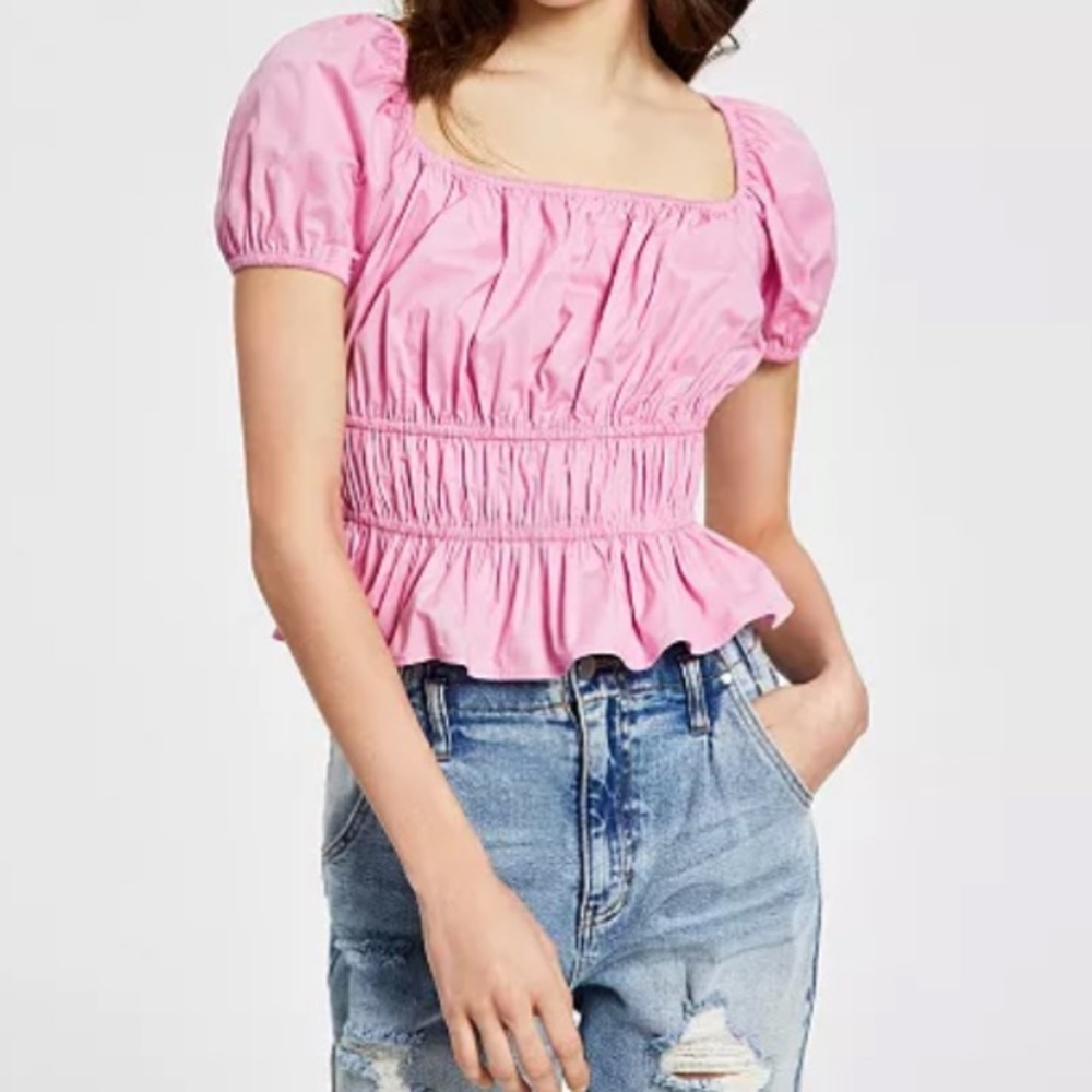Leyden Pink Peplum Crop Top. NWT. Small